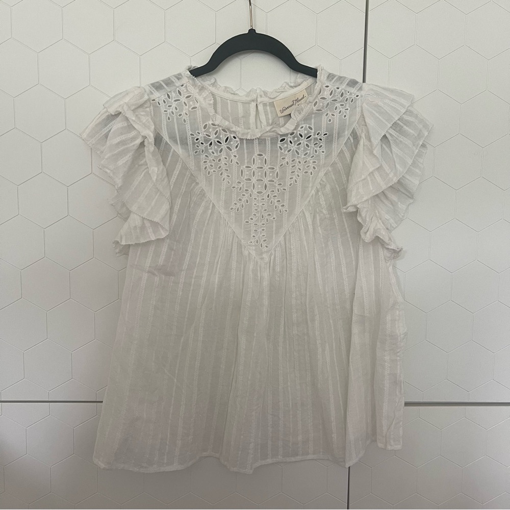 Universal Thread Ruffle Sleeve Eyelet Blouse - image 2